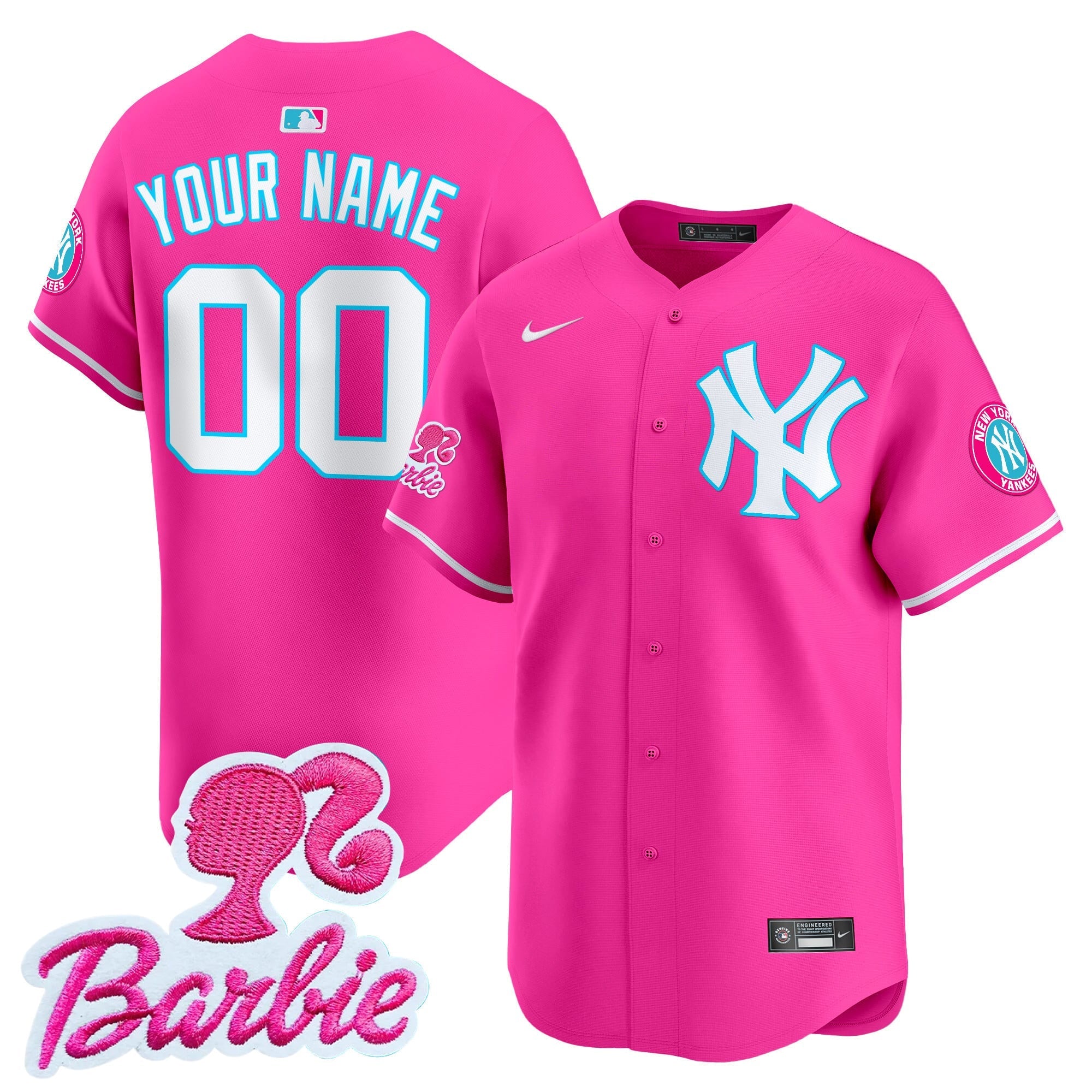 Custom Name/Gender Yankees Barbie Patch Vapor Premier Limited Jersey - All Stitched