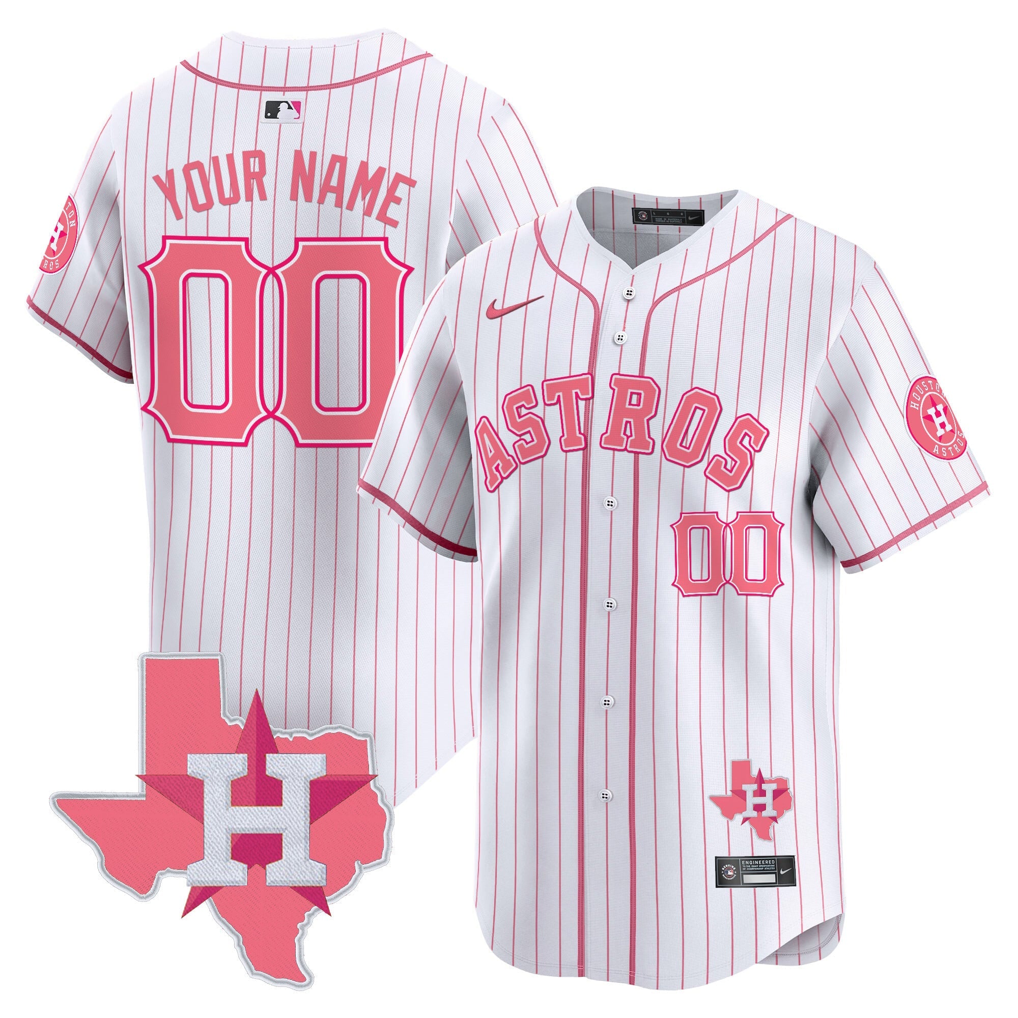 Custom Name/Gender Astros Bubblegum Pink Vapor Premier Limited Jersey V2 - All Stitched