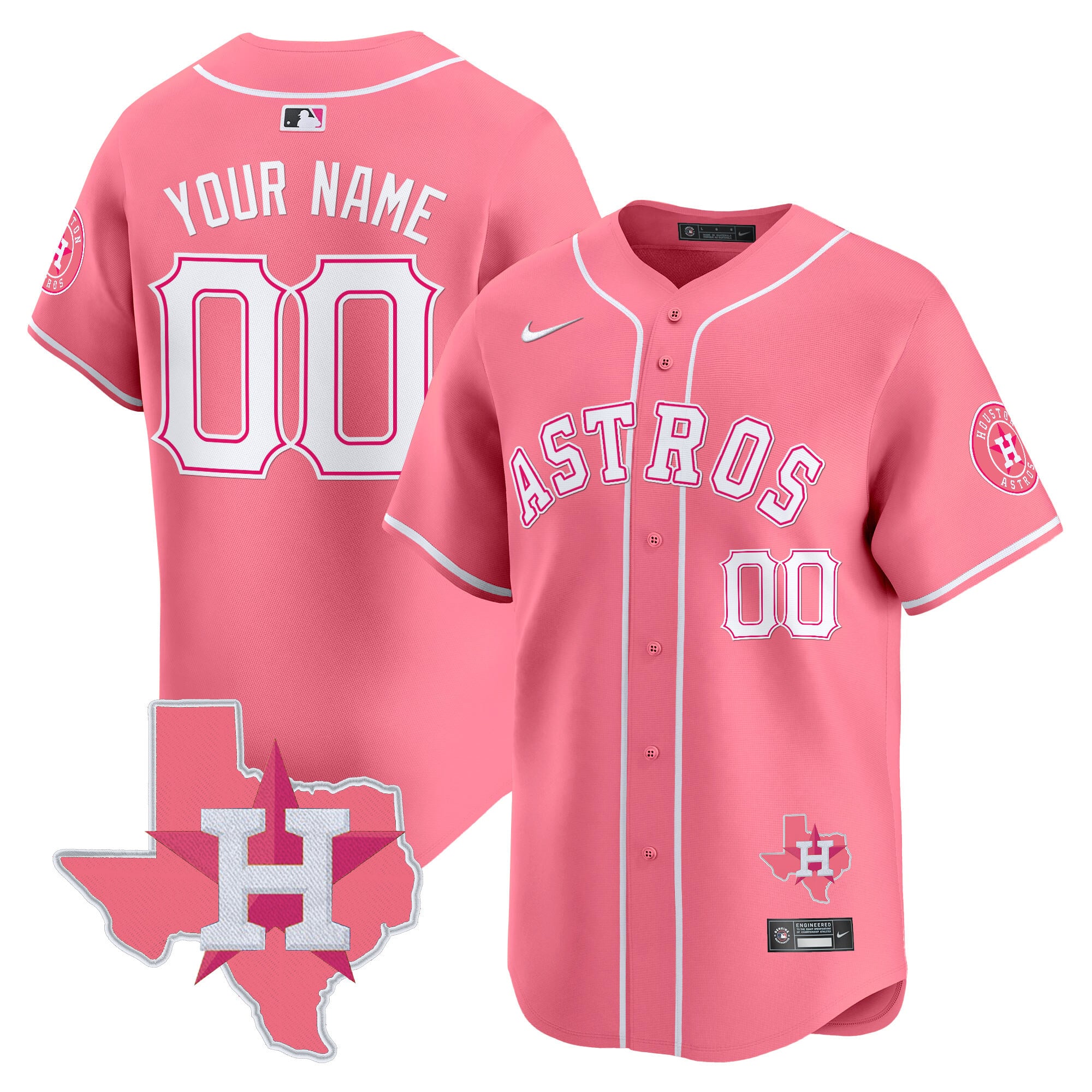 Custom Name/Gender Astros Bubblegum Pink Vapor Premier Limited Jersey V2 - All Stitched