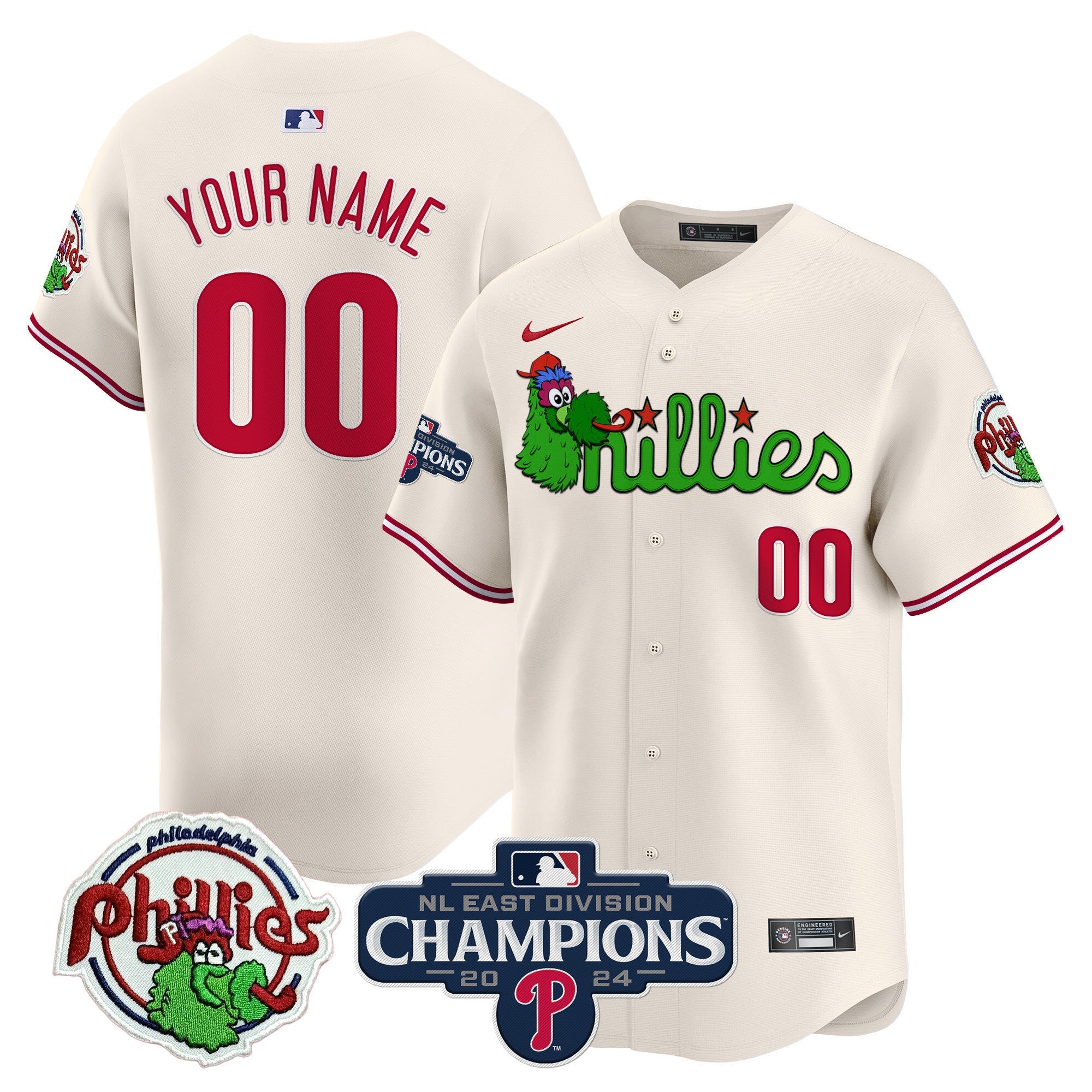 Custom Gender/Name Phillies Phanatic 2024 NL East Division Champions Vapor Premier Limited Jersey V2 - All Stitched