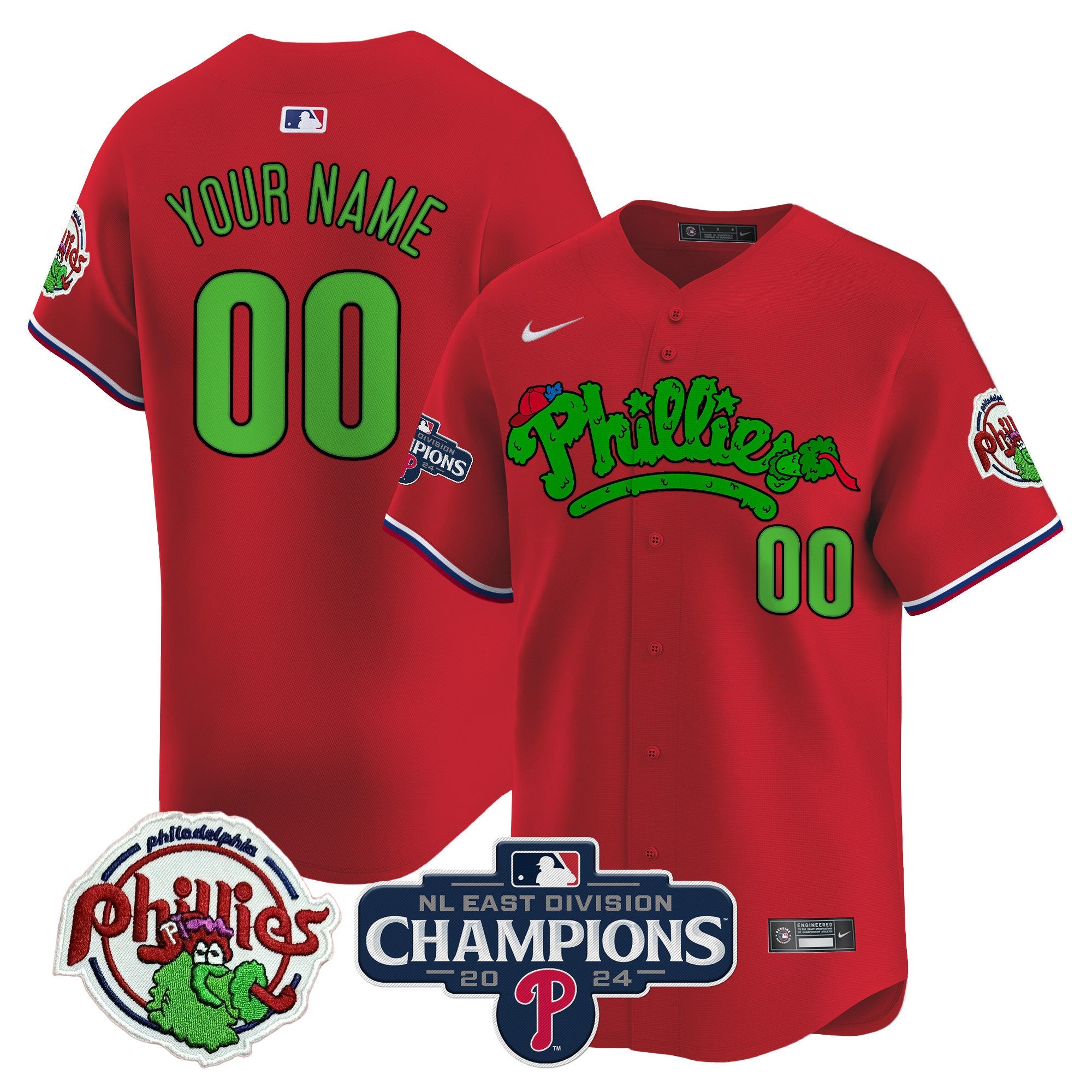 Custom Gender/Name Phillies Phanatic 2024 NL East Division Champions Vapor Premier Limited Jersey - All Stitched