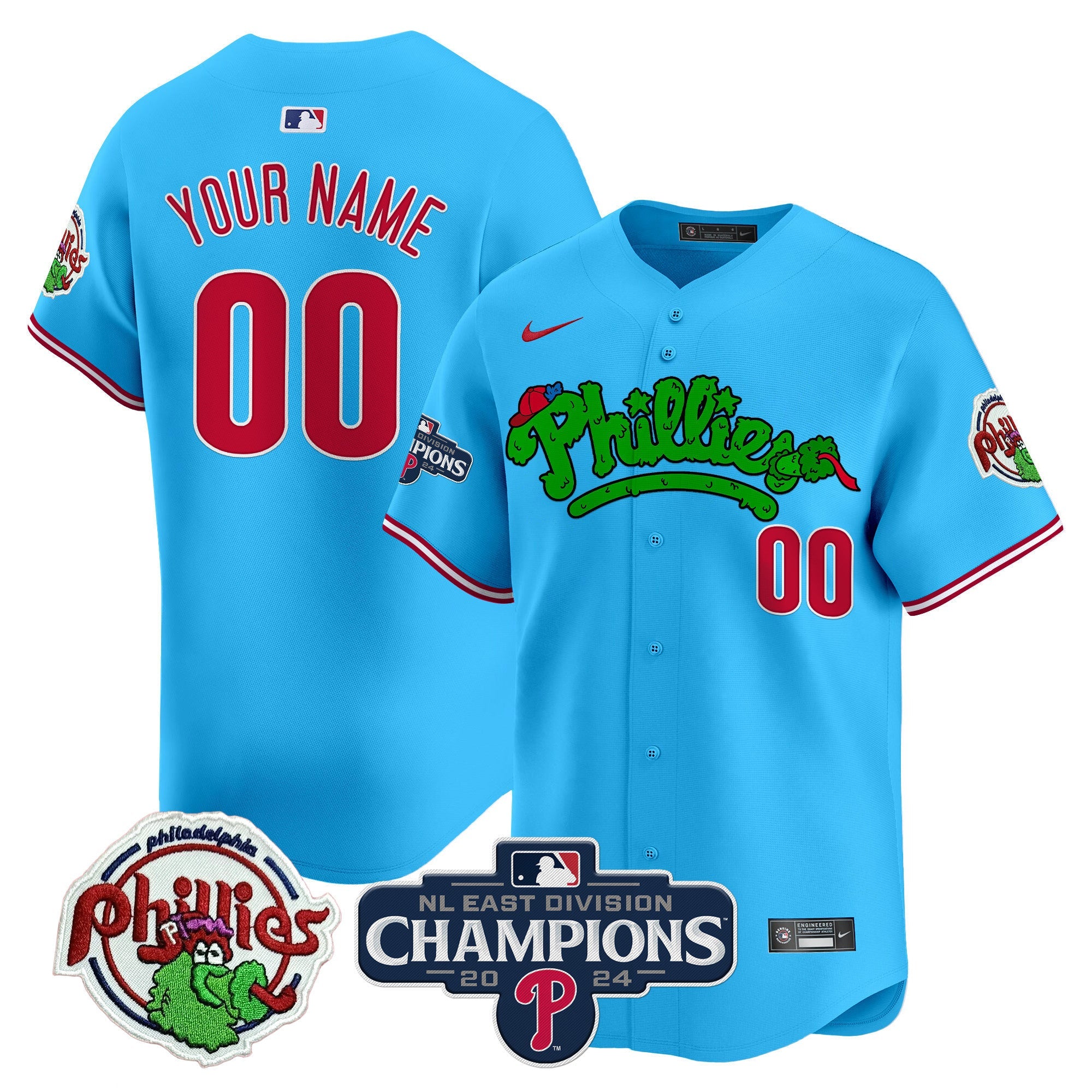 Custom Gender/Name Phillies Phanatic 2024 NL East Division Champions Vapor Premier Limited Jersey - All Stitched