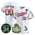 Custom Name/Gender Dodgers Mexico Fernando Memorial & 2024 World Series Patch Vapor Premier Limited Jersey - All Stitched