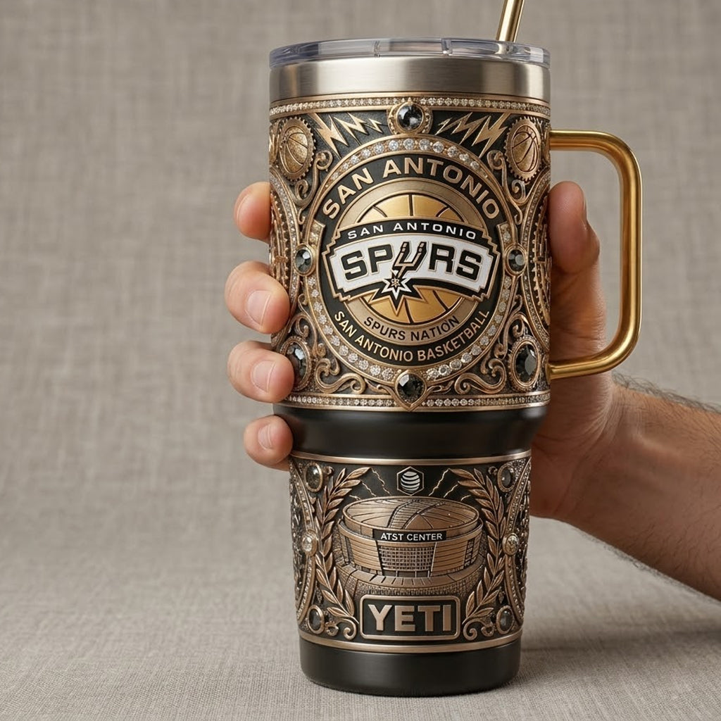 San Antonio Spurs 40 oz Tumbler with Handle Lid and Straw