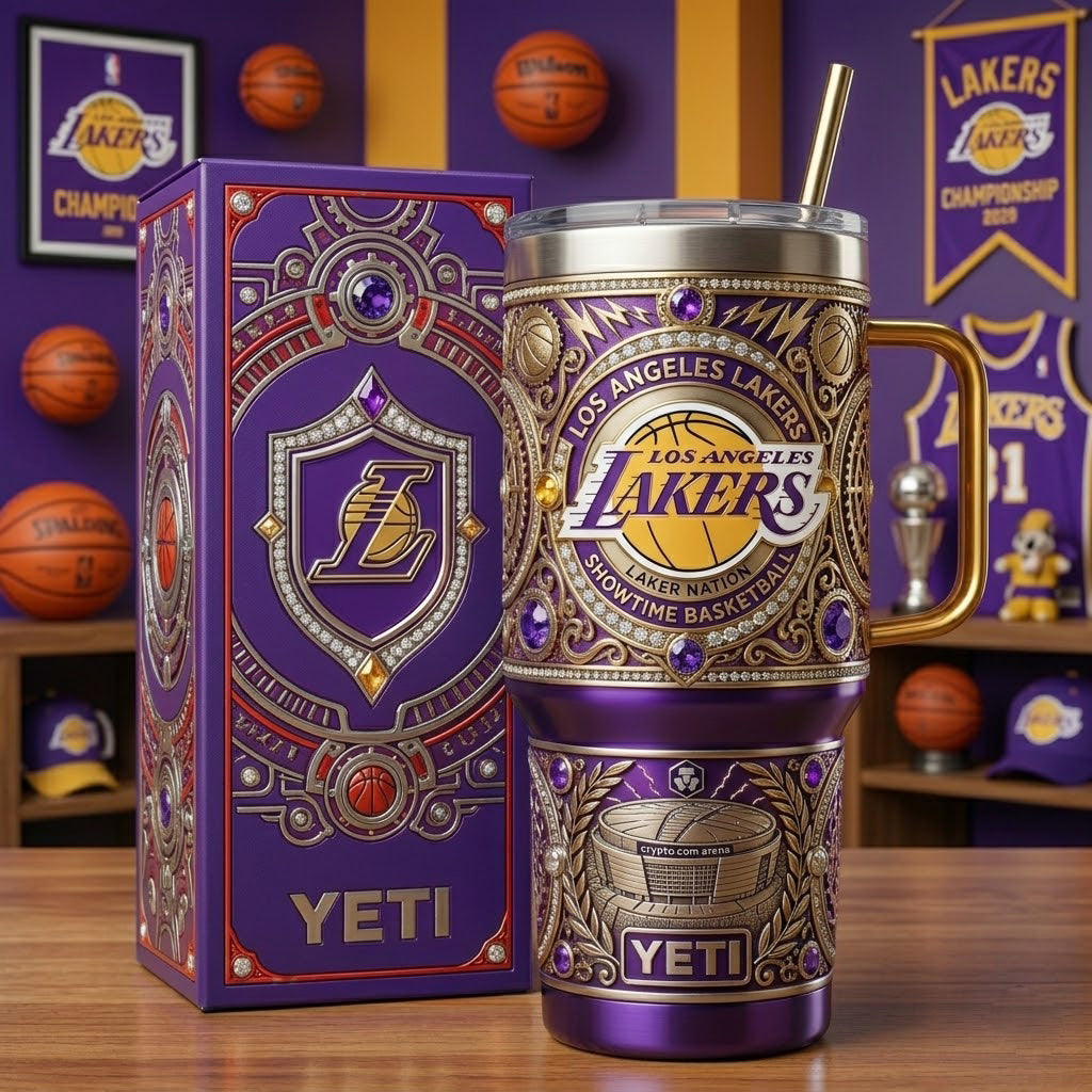 Los Angeles Lakers 40 oz Tumbler with Handle Lid and Straw