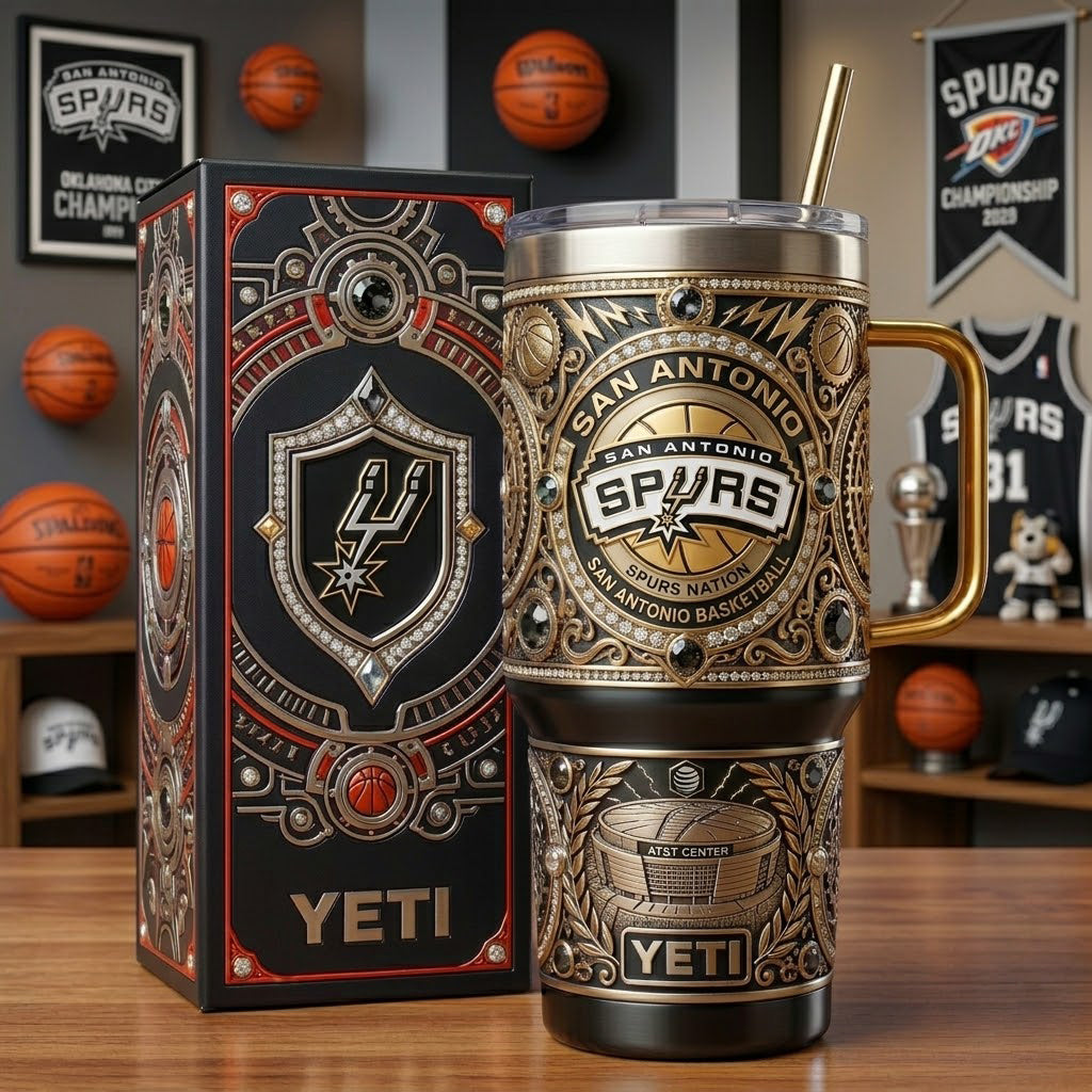 San Antonio Spurs 40 oz Tumbler with Handle Lid and Straw